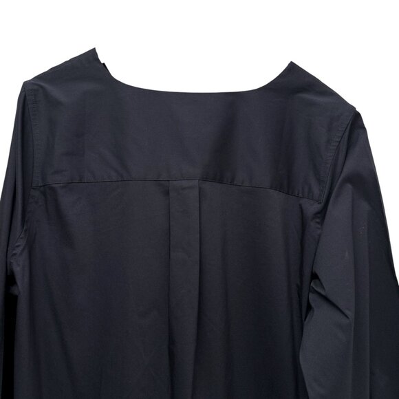 LANDS END Black Shirt Plus Size 1X Cotton Blend Tunic Blouse Long Sleeve Womens - Picture 3 of 8